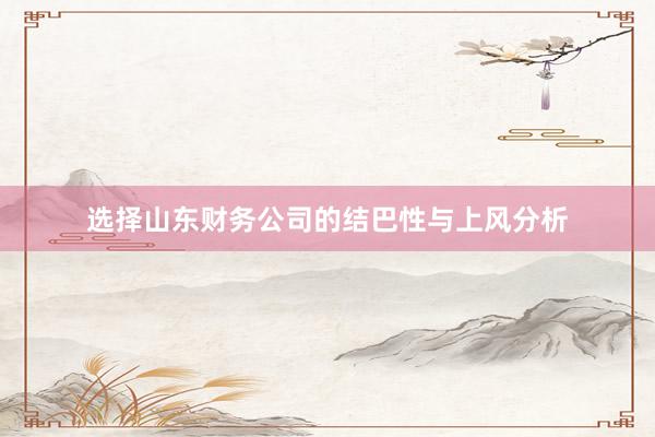 选择山东财务公司的结巴性与上风分析